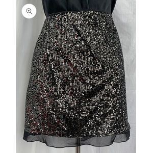 NWT JLo Jennifer Lopez gunmetal black sequin mini skirt Sz 4